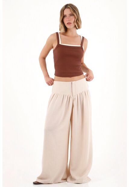 Tennis Pantalón Palazzo En Tejido Liviano Café Para Mujer