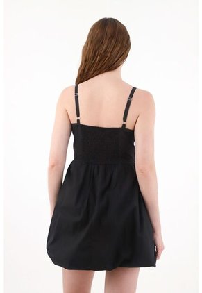 Tennis Vestido Corto Con Falda Globo Negro Para Mujer