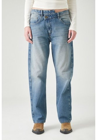 Tennis Jeans Cigarette Con Tejido Pesado En Algodón Azul Claro Para Mujer Tennis