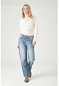 Tennis Jeans Cigarette Con Tejido Pesado En Algodón Azul Claro Para Mujer de Tennis