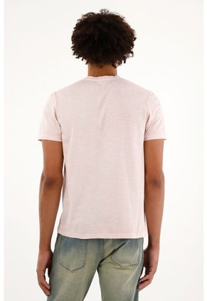 Camiseta Manga Corta Rosada Para Hombre