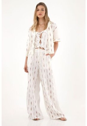 Tennis Pantalón Wide Leg Con Estampado De Peces Para Mujer