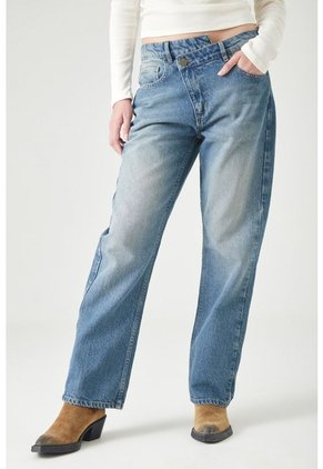 Tennis Jeans Cigarette Con Tejido Pesado En Algodón Azul Claro Para Mujer