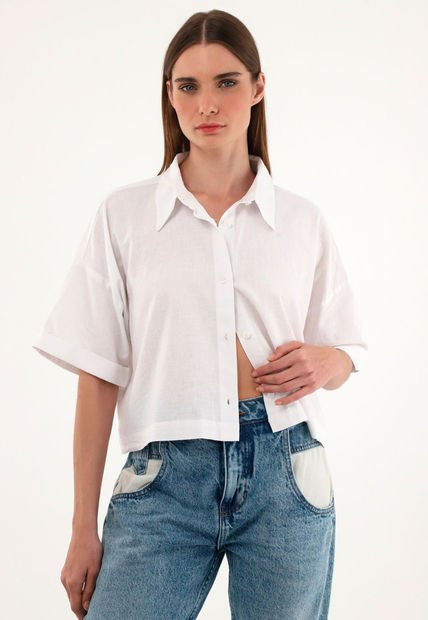 Camisa Blanca Cuello Clásico Para Mujer