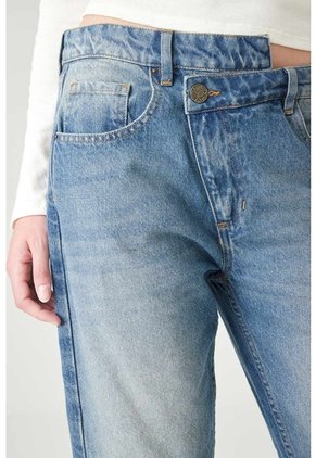 Tennis Jeans Cigarette Con Tejido Pesado En Algodón Azul Claro Para Mujer