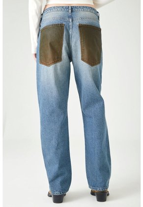 Tennis Jeans Cigarette Con Tejido Pesado En Algodón Azul Claro Para Mujer
