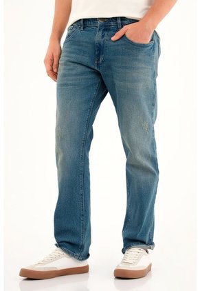 Tennis Jean Recto Tono Medio Con Desgastes Azul Para Hombre