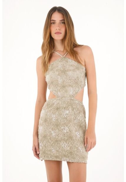 Tennis Vestido Corto Con Detalles De Brillo Verde Para Mujer