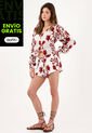 Tennis Bermuda Fit Relajado Con Estampado Floral Rojo En Poliéster Blanco Para Mujer de Tennis