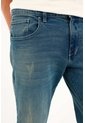 Tennis Jean Recto Tono Medio Con Desgastes Azul Para Hombre de Tennis