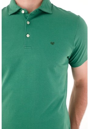 Tennis Polo Con Raqueta Bordada Verde Con Acabado Ligero Para Hombre