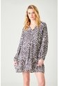 Tennis Vestido Corto Suelto Con Estampado Cebra De Tela En Blanco Y Negro Para Mujer de Tennis