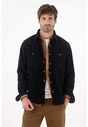 Tennis Camisa En Denim Tono Oscuro Azul Para Hombre