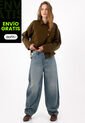 Tennis Jean Wide Leg Con Costuras Curvas En Algodón Azul Para Mujer de Tennis