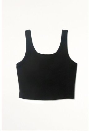 Tennis Camiseta Crop En Rib Negra Para Mujer