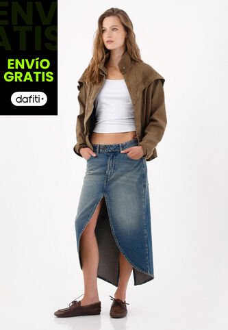 Tennis Falda Midi Recta Con Abertura Frontal En Denin Para Mujer Tennis