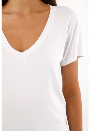 Tennis Camiseta Blanca Cuello V Para Mujer