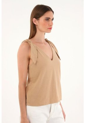 Tennis Camisa Crudo De Escote En V Y Tiras Para Mujer