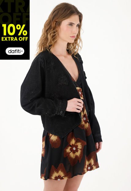 Chaqueta Torera Con Apliques De Flores Para Mujer