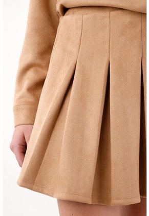 Tennis Falda Corta En Tela Suede Café Para Mujer