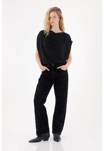 Tennis Camiseta Con Drappeado Negra Para Mujer Tennis