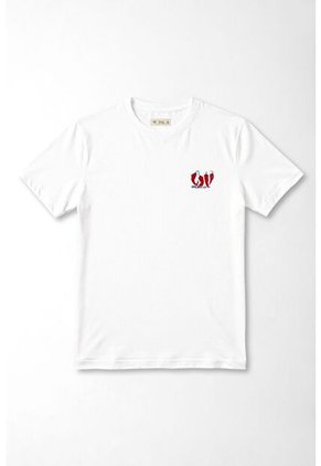 Tennis Camiseta Gráfica Fit Clásico Con Chiles De Algodón Blanco Para Mujer