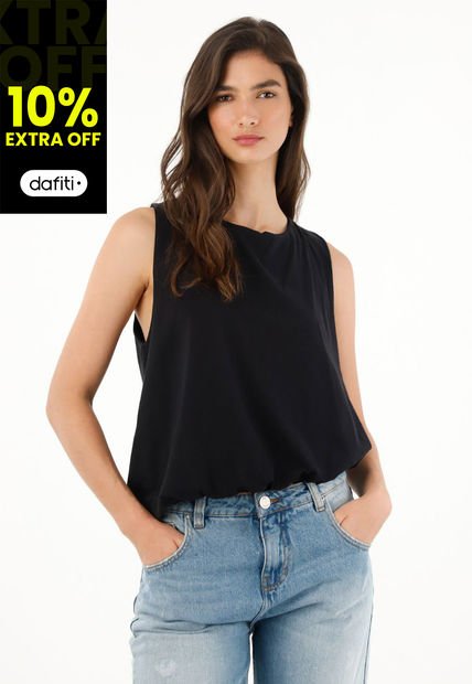 Camiseta Manga Sisa Negra Para Mujer