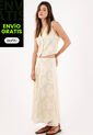 Tennis Falda Larga Evasé Con Encaje Crochet Floral De Algodón Marfil Para Mujer de Tennis