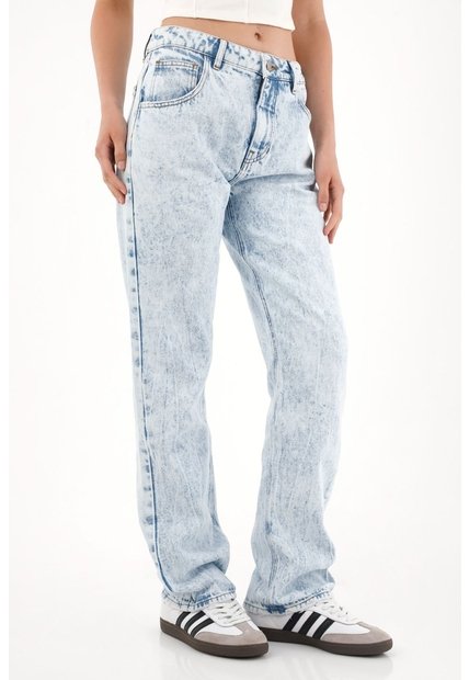 Tennis Jean Recto Tiro Alto Efecto Craquelado Para Mujer