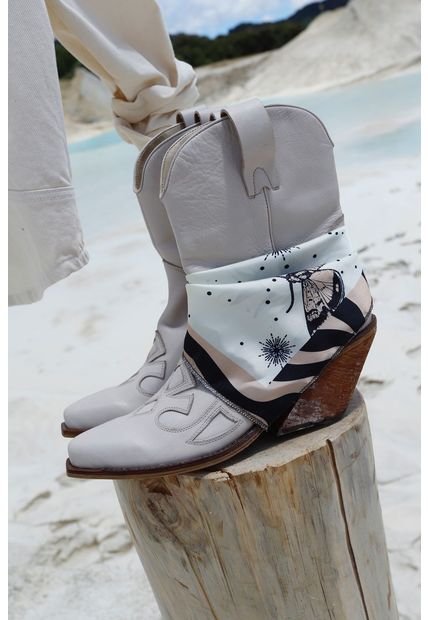 Botas Para Mujer, Caña Media, Estilo Texanas Con Pañoleta Decorativa