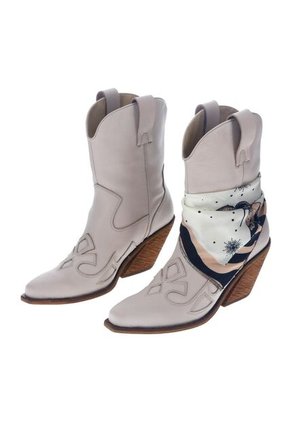 Botas Para Mujer, Caña Media, Estilo Texanas Con Pañoleta Decorativa