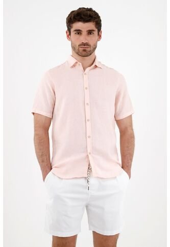 Camisa En Lino Rosada Para Hombre Tennis