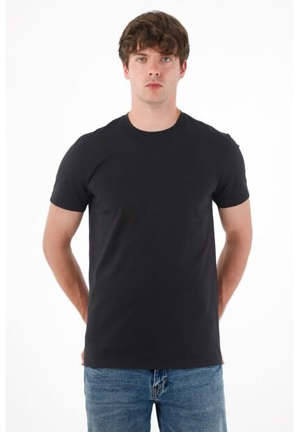 Tennis Camiseta Manga Corta En 100% Algodón Negra Para Hombre