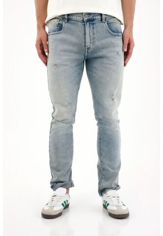 Tennis Jean Nudy Con Desgastes Localizados Azul De Ajuste Relajado Para Hombre Con Detalle único Tennis