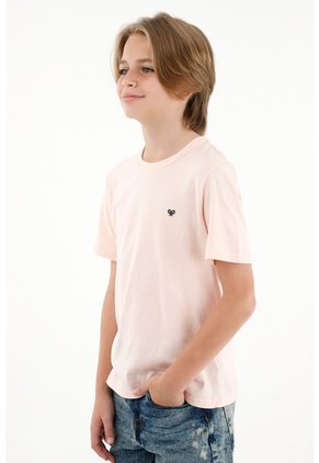 Camiseta Rosada Manga Corta Para Niño