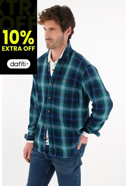 Tennis Camisa Tipo Leñadora A Cuadros Verde Para Hombre