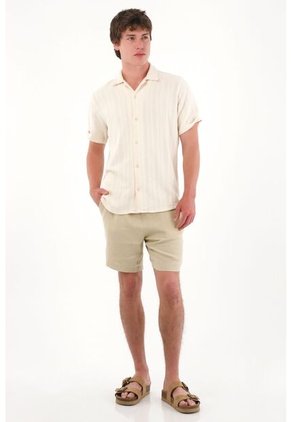 Bermuda En 100% Lino Tipo Chino Verde Para Hombre