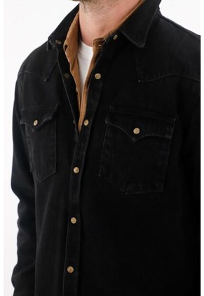 Tennis Camisa En Denim Tono Oscuro Azul Para Hombre