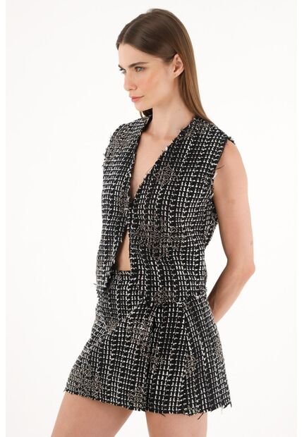 Tennis Falda Negra Con Apliques De Brillo Para Mujer