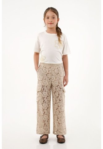 Pantalón Con Detalles De Encaje Café Para Niña Tennis