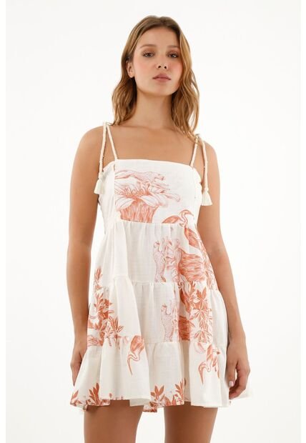 Vestido Con Escote Recto Estampado Para Mujer