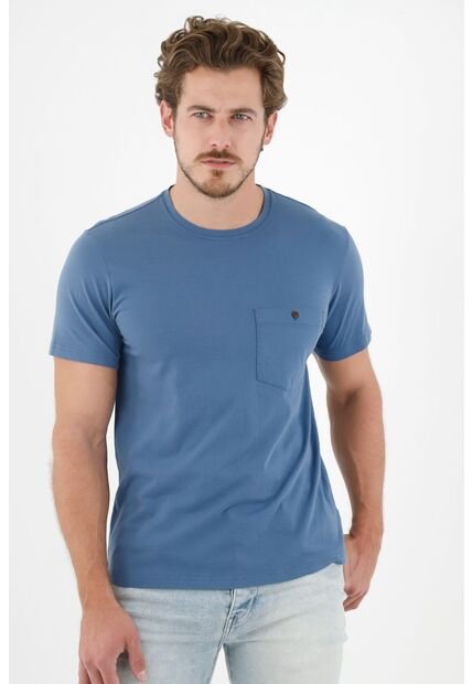 Tennis Camiseta Azul Con Bolsillo Para Hombre
