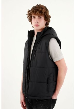 Tennis Chaleco Con Capucha Negro Para Hombre