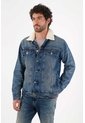 Tennis Abrigo Para Hombre Algodón Azul Fit Recto Con Borreguito de Tennis