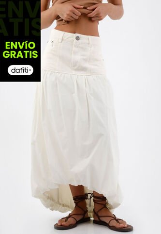 Tennis Falda Larga Para Mujer De Algodón Blanca Globo Con Frunce Tennis