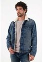 Tennis Abrigo Para Hombre Algodón Azul Fit Recto Con Borreguito de Tennis