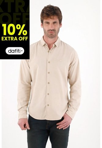 Tennis Camisa Manga Larga Con Detalle Bordado Café Para Hombre Tennis