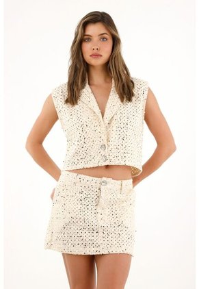 Tennis Chaleco Crop Con Lentejuelas Para Mujer