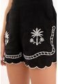 Tennis Bermuda Corta Negra Con Bordados Para Mujer de Tennis