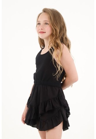 Vestido Corto Con Boleros Y Elástico En La Cintura Para Niña Tennis